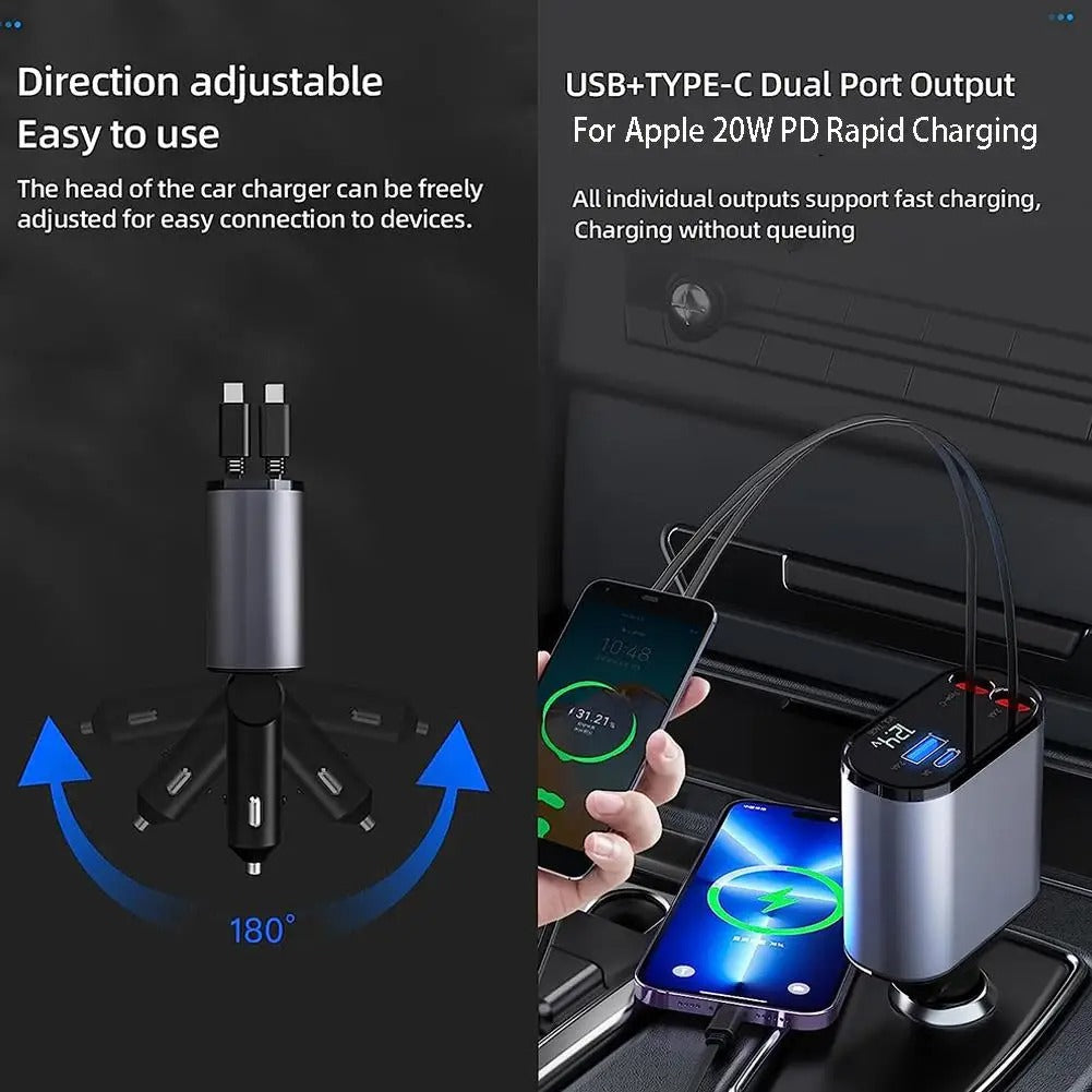 Affichage numérique Chargeur Adaptateur USB Cigarette Lighter One to Four