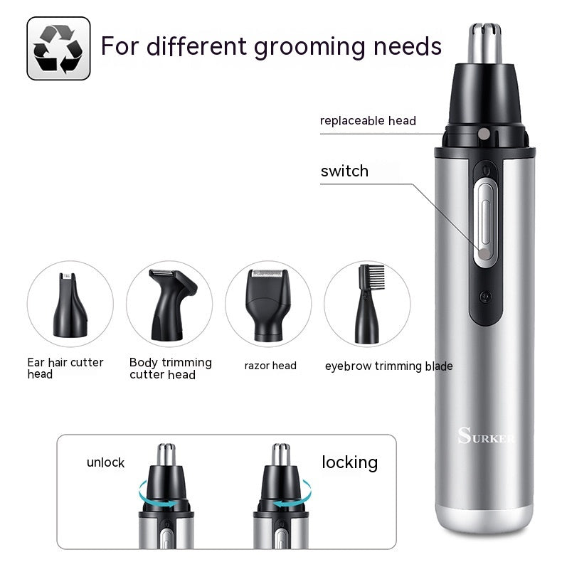 Five-in-one Multifonctional USB Charging Portable Mini Nez Ear Trimmer Cheveux