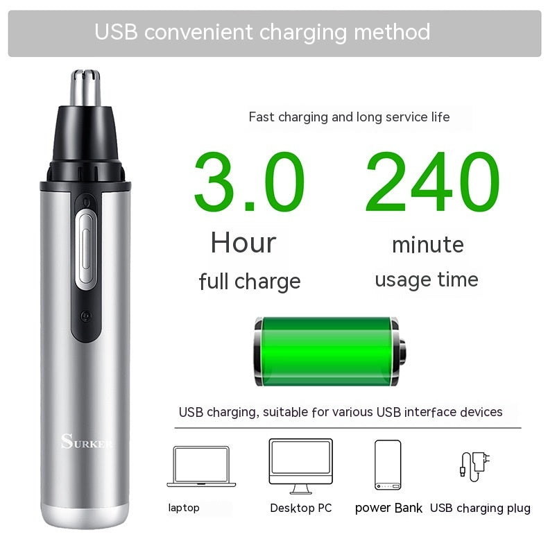 Five-in-one Multifonctional USB Charging Portable Mini Nez Ear Trimmer Cheveux