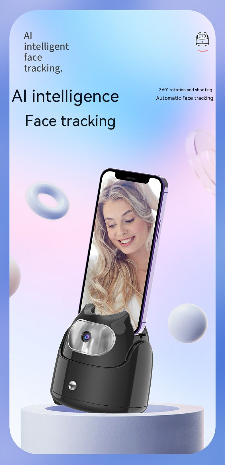 Téléphone mobile Selfie Stick 360 Degree Rotation Stand for Live Streaming