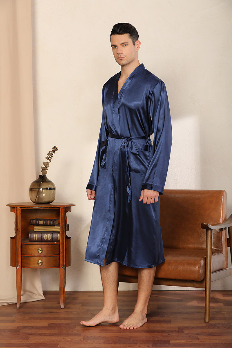 Robe homme ultra-mince cardigan chemise de nuit Loose Plus Taille