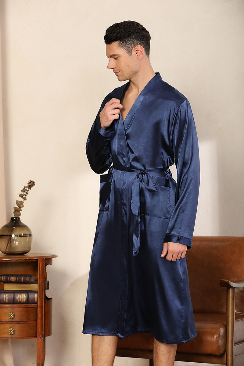 Robe homme ultra-mince cardigan chemise de nuit Loose Plus Taille