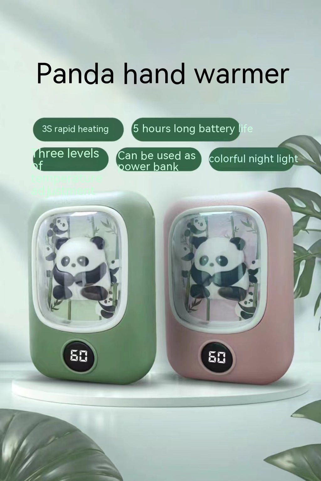 Chauffe-mains Panda Grande capacité Chauffe-mains rechargeables Chauffe-mains Chauffe-mains deux en un Grand Capa