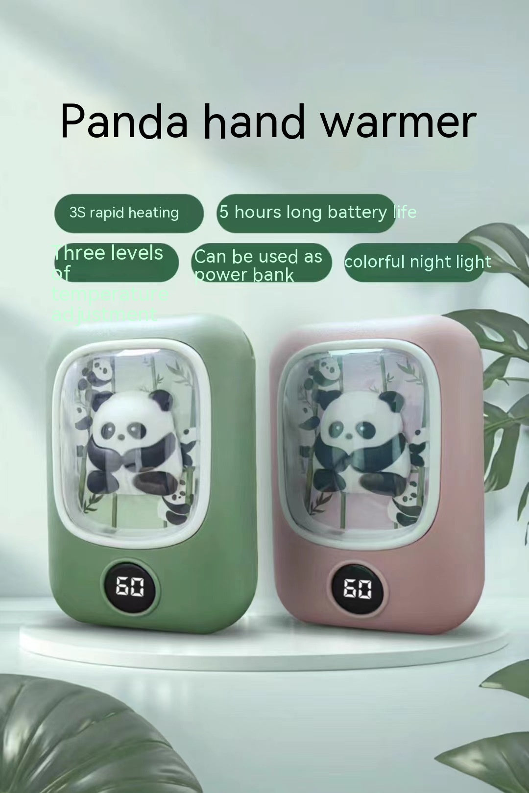 Chauffe-mains Panda Grande capacité Chauffe-mains rechargeables Chauffe-mains Chauffe-mains deux en un Grand Capa