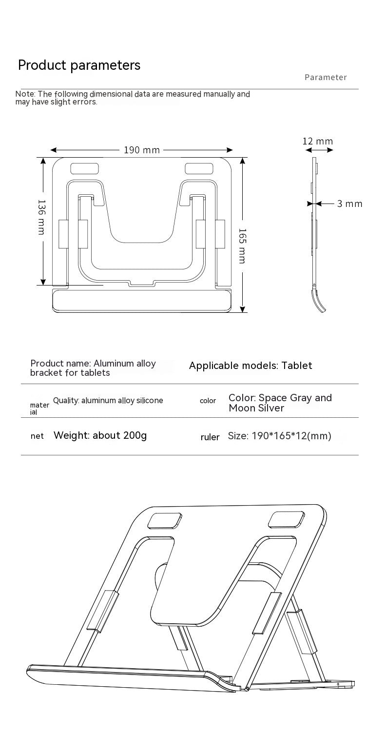 Tablette et support de téléphone en alliage d'aluminium pliable