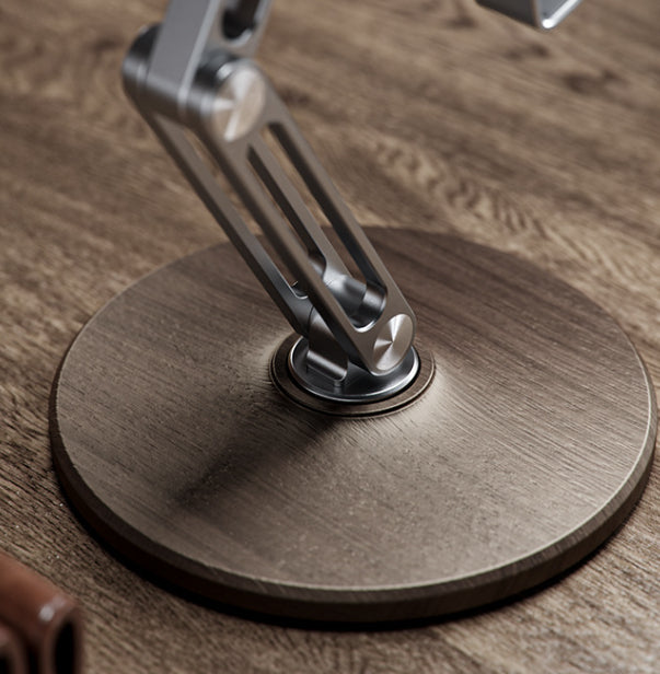 Wood Grain Base Aluminium Alliage Hauteur de bureau Augmentation pliant Rotating Mobile Phone Tab