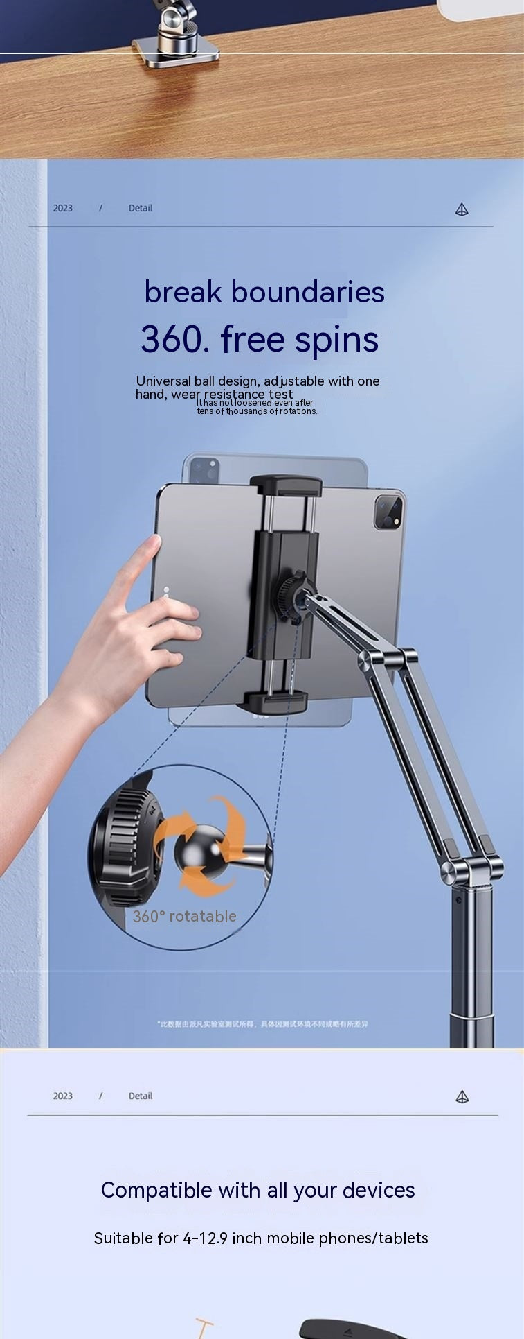 Cantilever mécanique Retractable Bedside Tablette de téléphone mobile Computer Stand