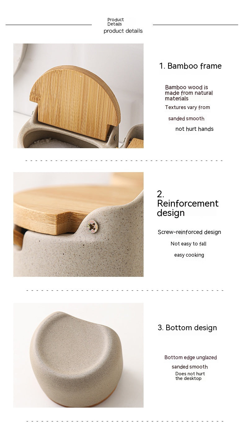 Boîte en céramique de style japonais avec serti à trois pièces de sertissage sel et S