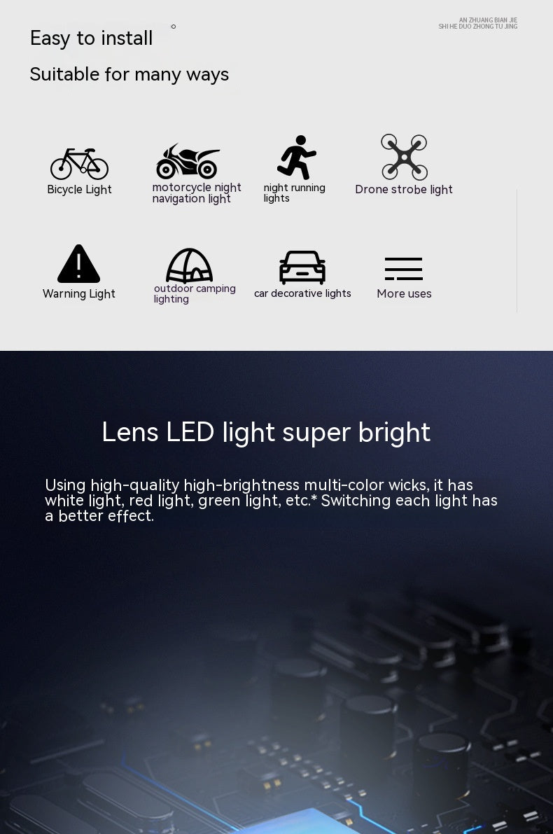 Lampes clignotantes de moto à télécommande étanches