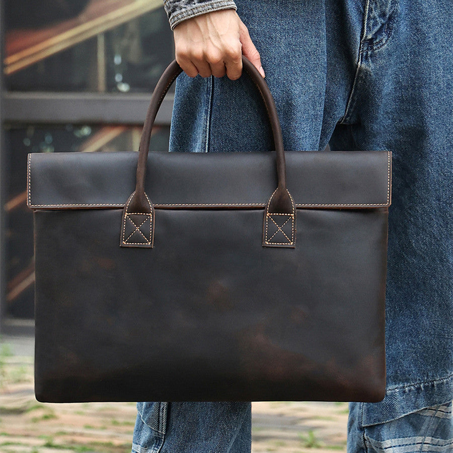 Crazy Horse cuir homme sac à main mince et portable