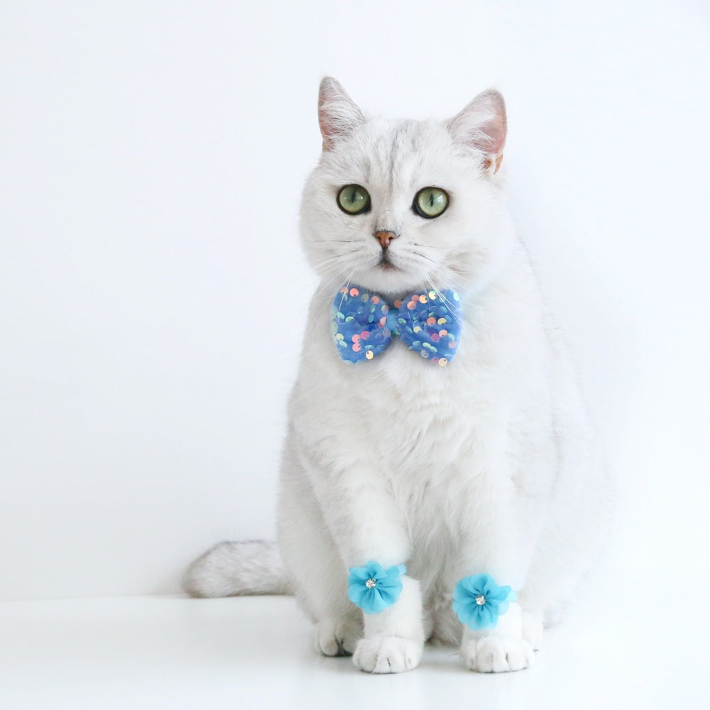 Chapeau d'anniversaire de chat Bow Tie Flower Party costume