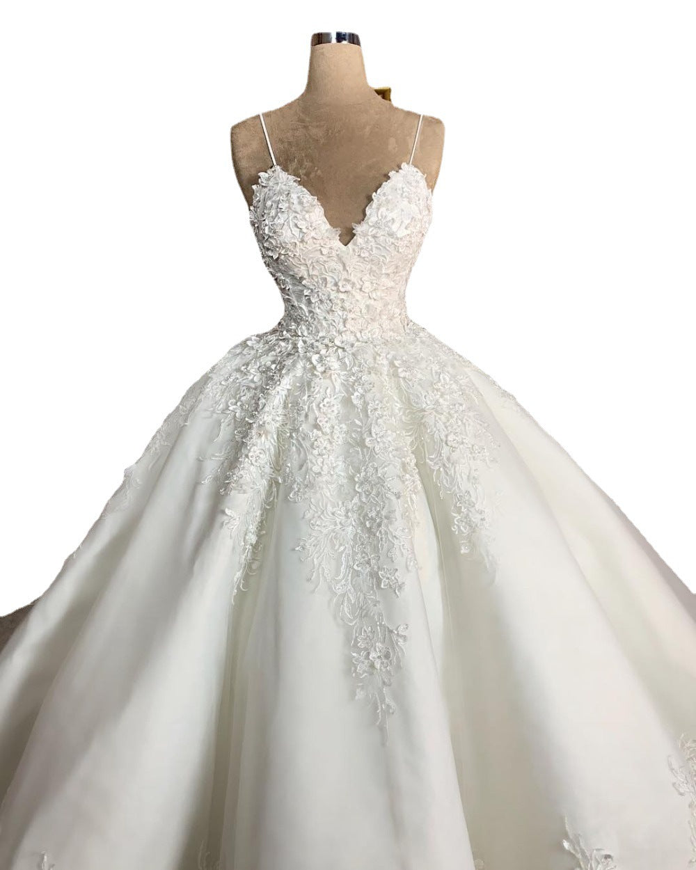 Deep V-col Sexy Dentelle Longueur du sol Robe de mariée Romantique Aura Banquet de mariage Dignifié W