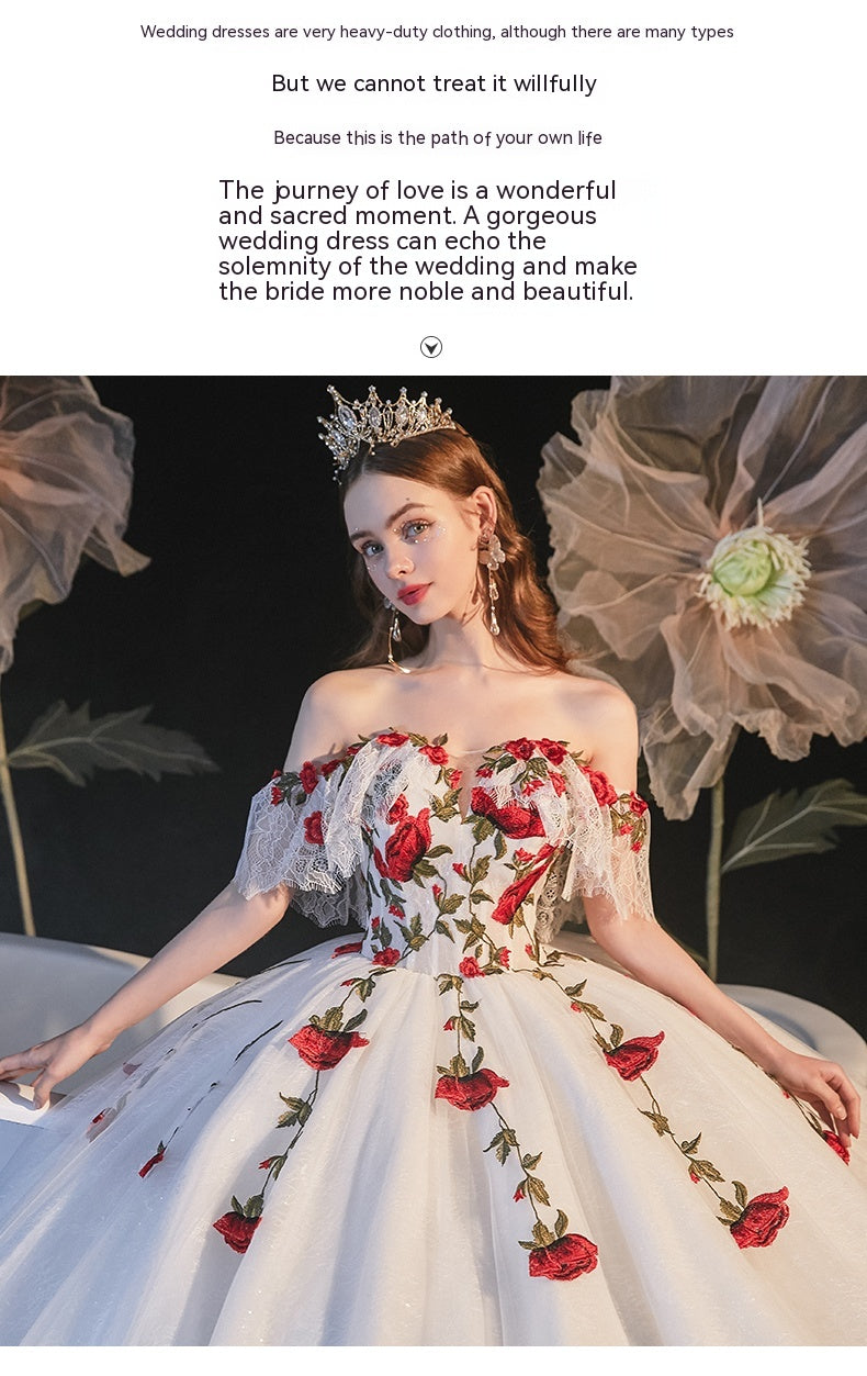 Tempérament Bride Bra Trailing Mori Style Robe de mariée