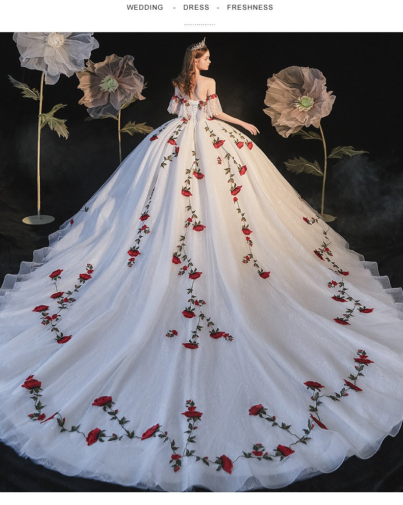 Tempérament Bride Bra Trailing Mori Style Robe de mariée
