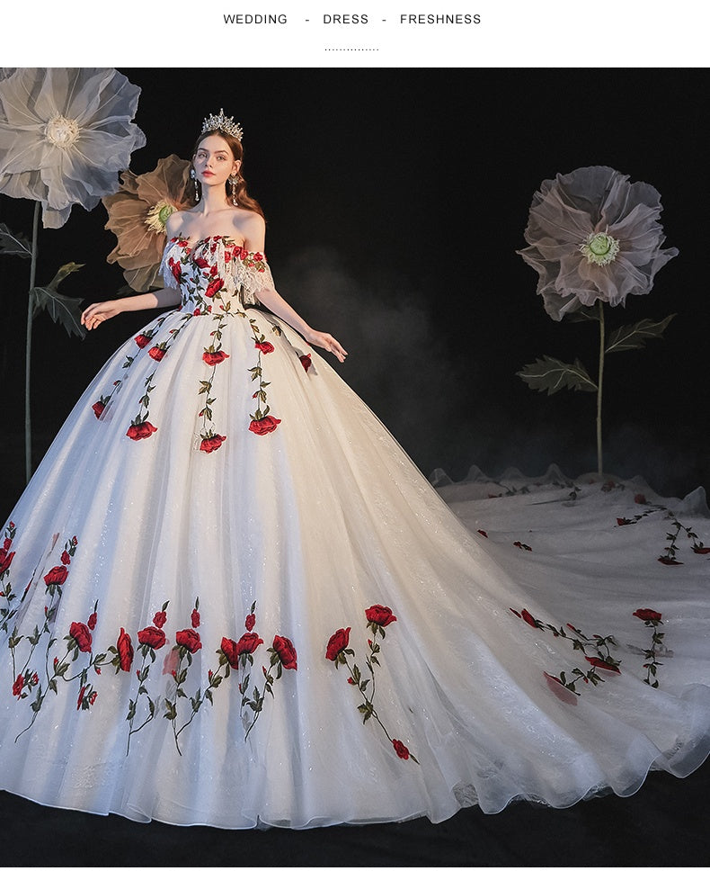 Tempérament Bride Bra Trailing Mori Style Robe de mariée
