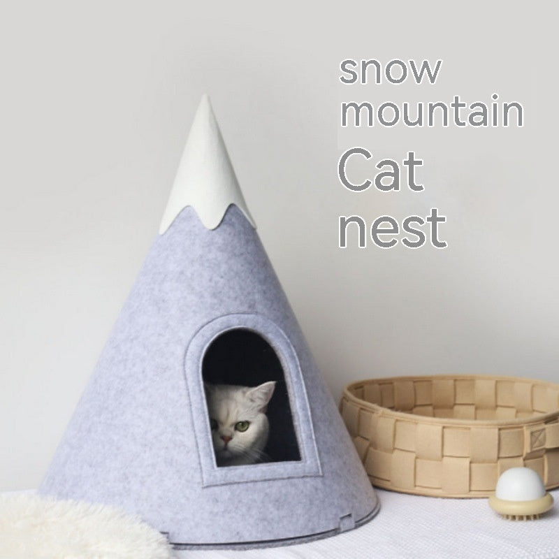 Felt Snow Mountain Tente semi-fermée Pet Bed