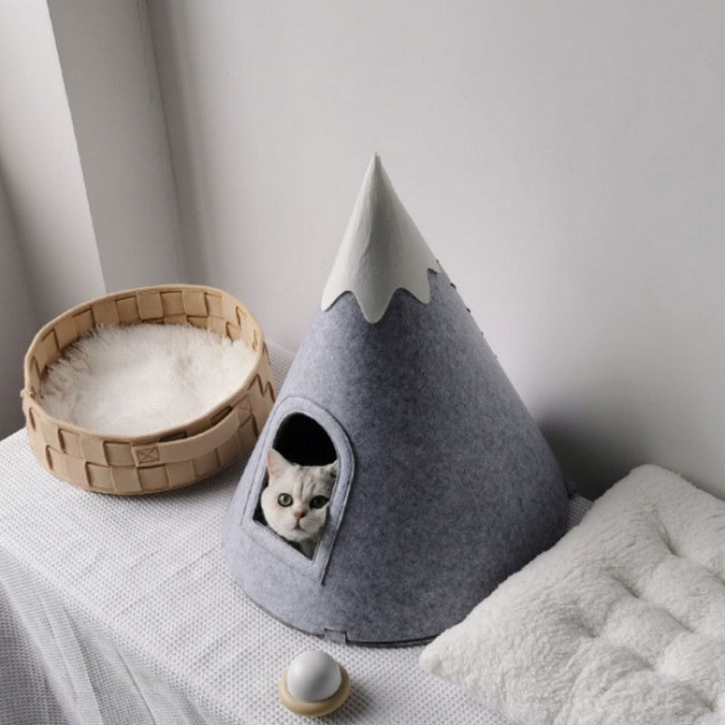 Felt Snow Mountain Tente semi-fermée Pet Bed