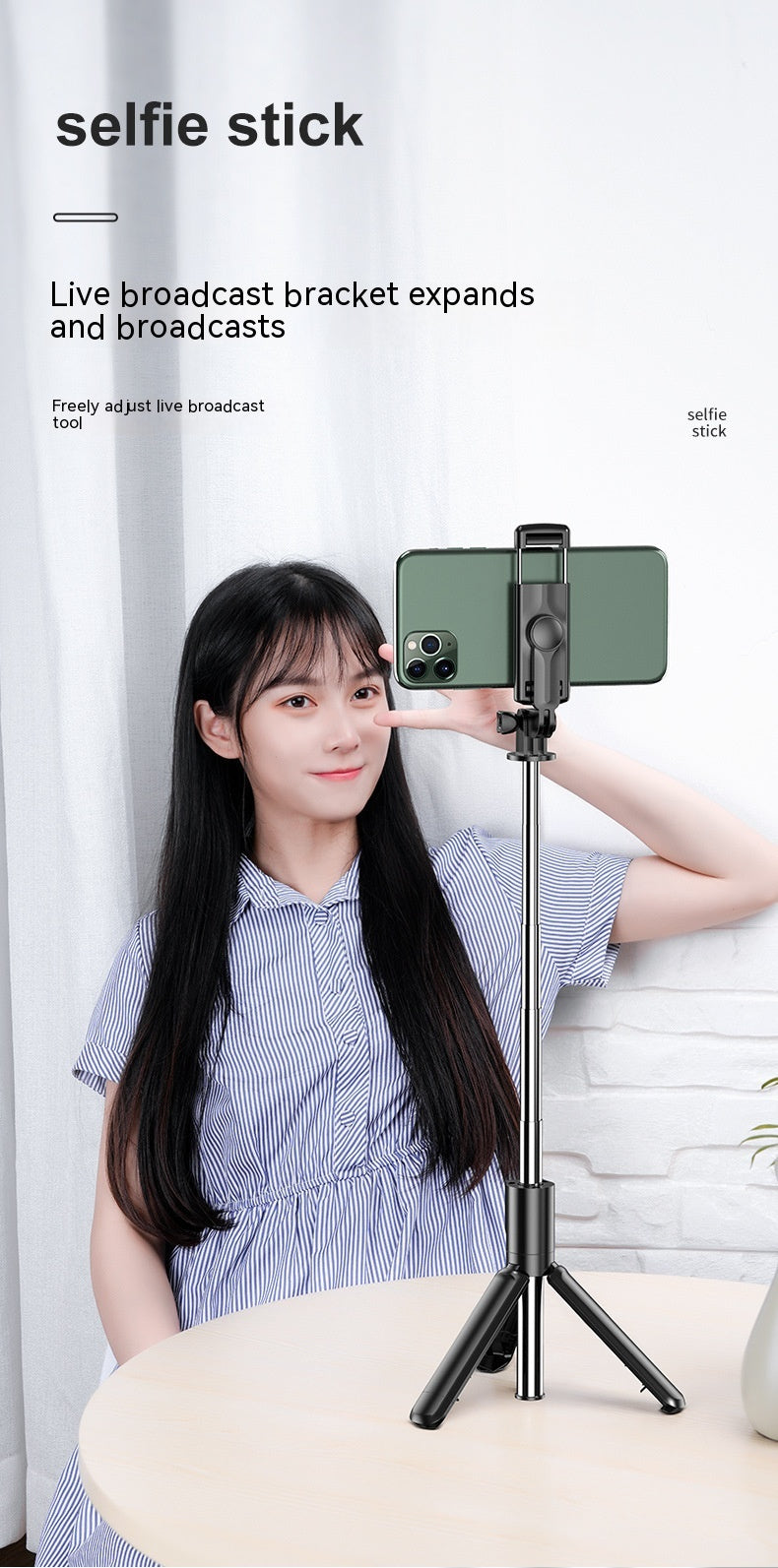Selfie Stick sans fil Bluetooth Caméra Artifact Fill Light Anti-shake Rack Floor Tripod Po