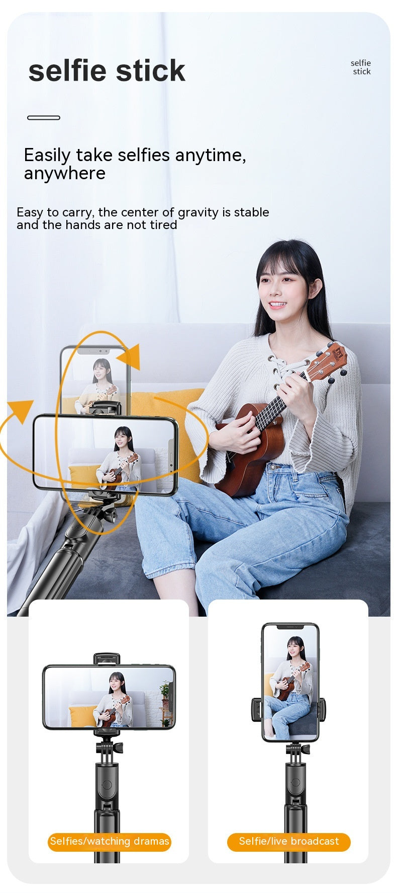 Selfie Stick sans fil Bluetooth Caméra Artifact Fill Light Anti-shake Rack Floor Tripod Po