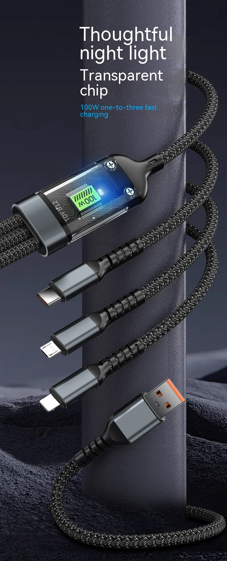 Téléphone portable 3-en-un avec câble de données léger 6A Super Fast Charge