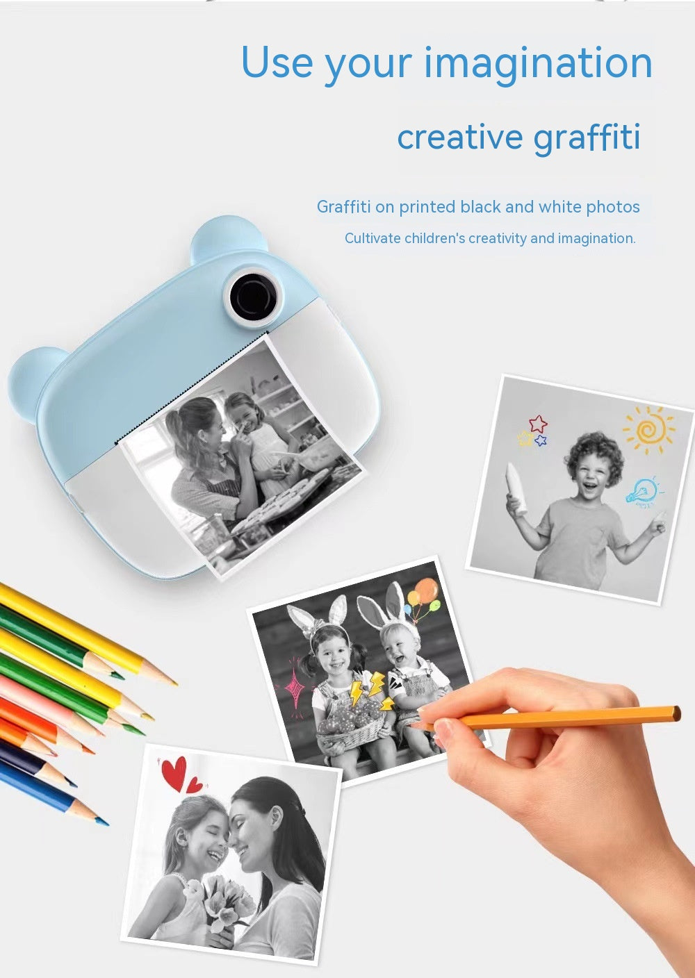 Caméra d'impression pour enfants Supporte Caméra d'impression photo