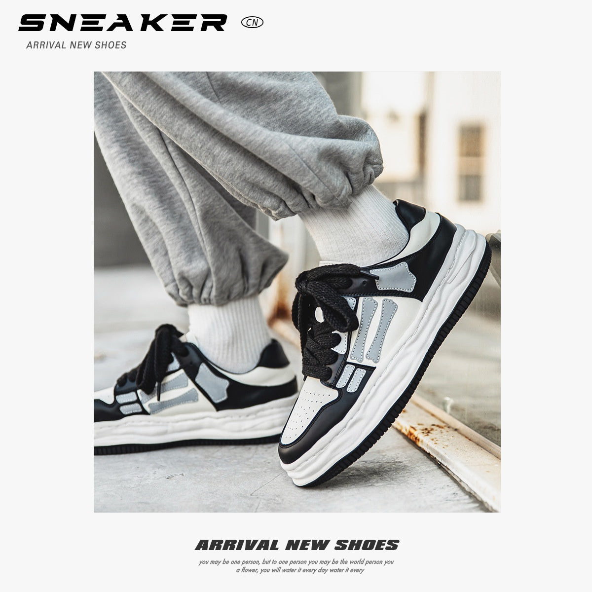 Reflective Bone Retro Platform Sneakers Hommes