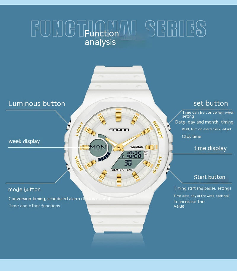 Multifonctionnel Sports Waterproof Double Display Montre électronique