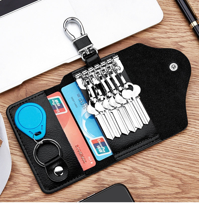 Hommes Multi-fonctionnel haute qualité en cuir véritable Porte-clés de carte de grande capacité Stor