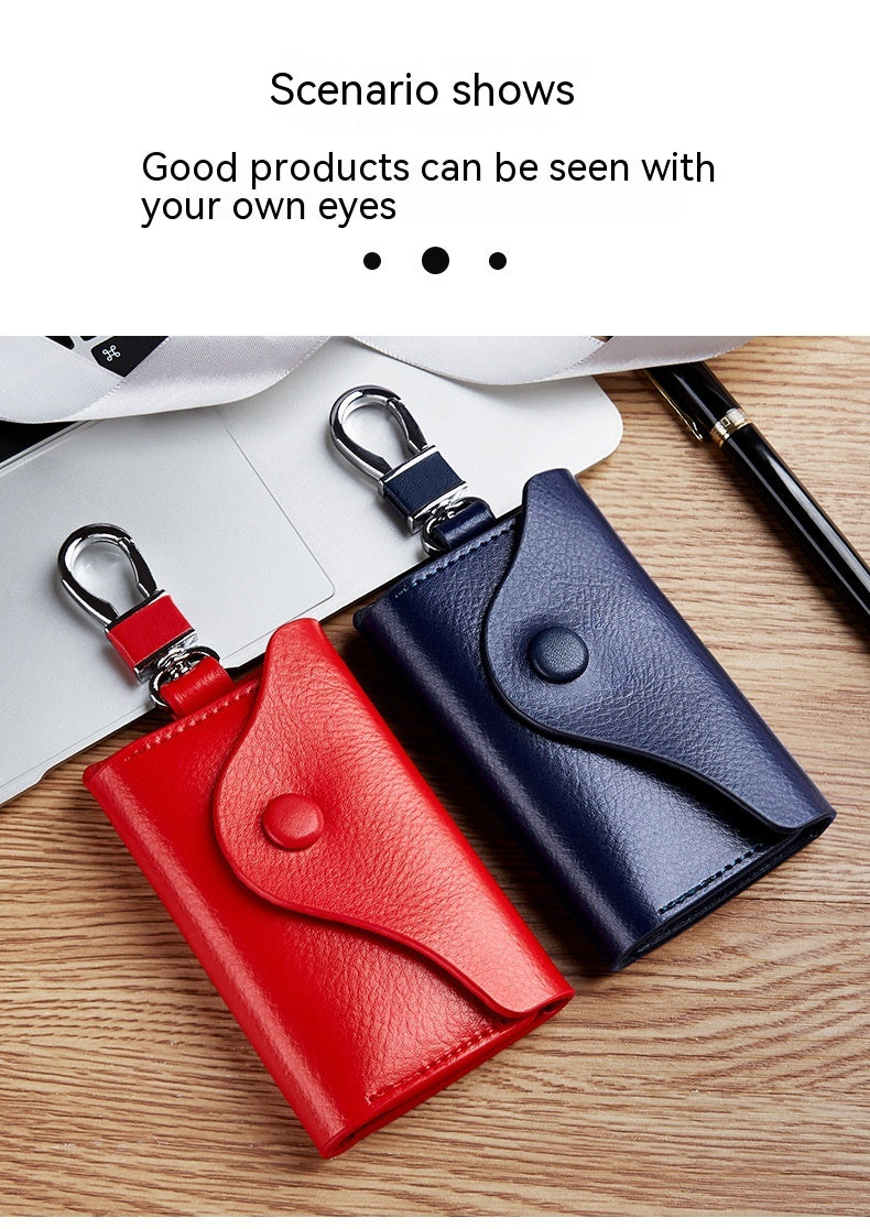 Hommes Multi-fonctionnel haute qualité en cuir véritable Porte-clés de carte de grande capacité Stor