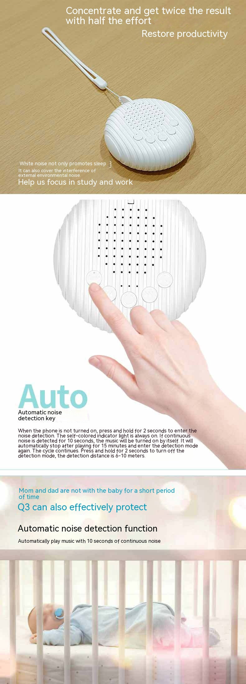 Instrument électronique de traitement du sommeil Dispositifs d'hypnose apaisante pour bébé dormant