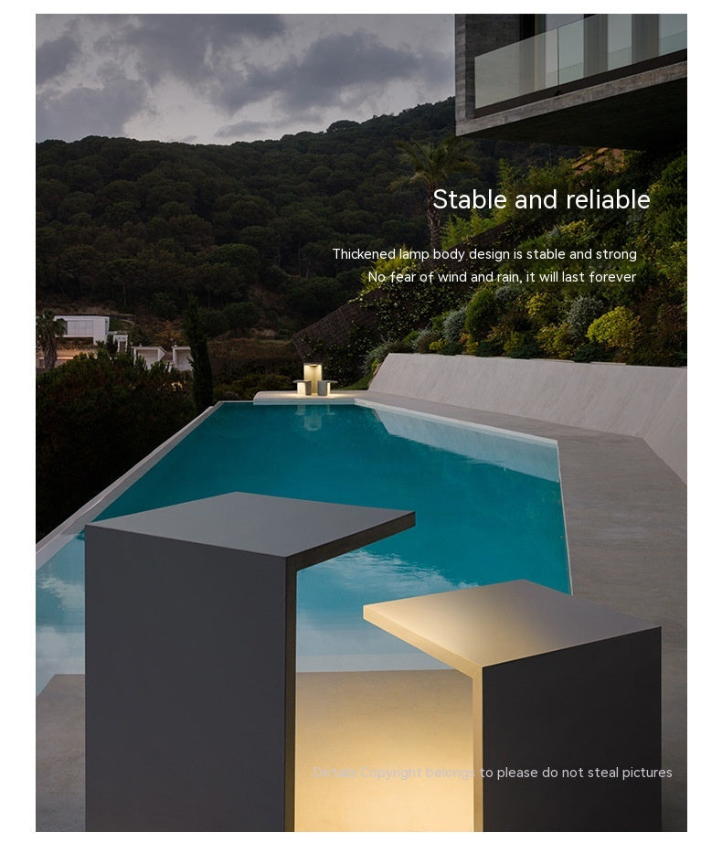Minimaliste moderne extérieur en acier inoxydable siège lampe paysage
