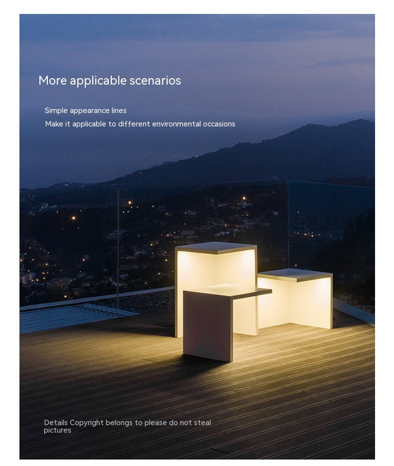 Minimaliste moderne extérieur en acier inoxydable siège lampe paysage