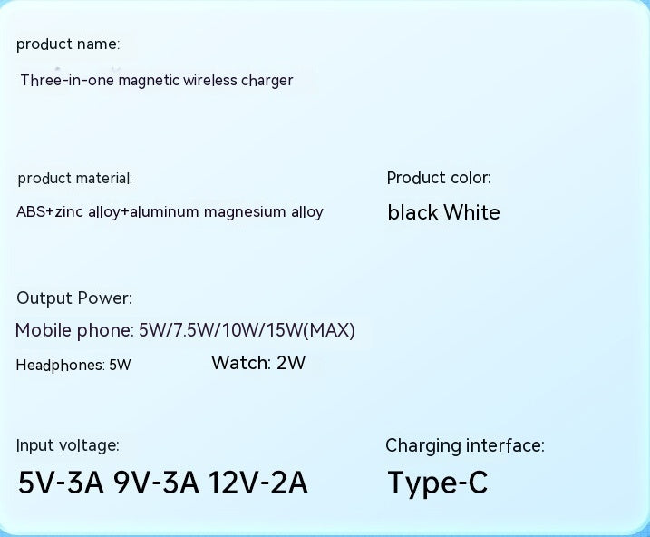Chargeur de bureau trois en un sans fil