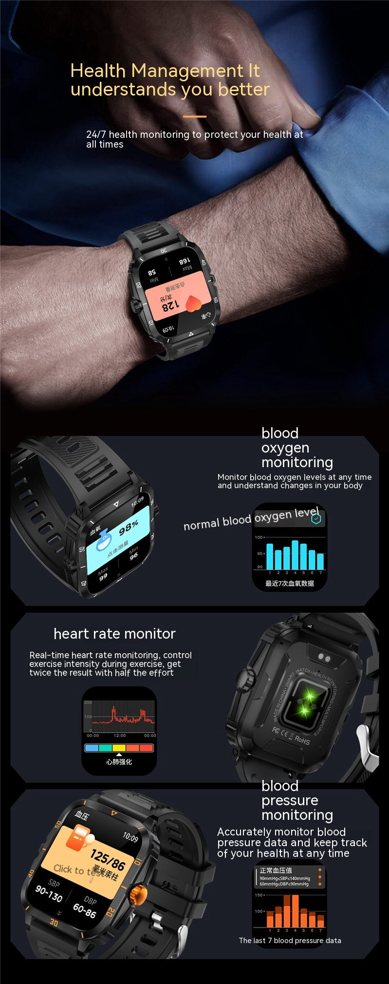 Smart Watch Sports en plein air Bluetooth Appel