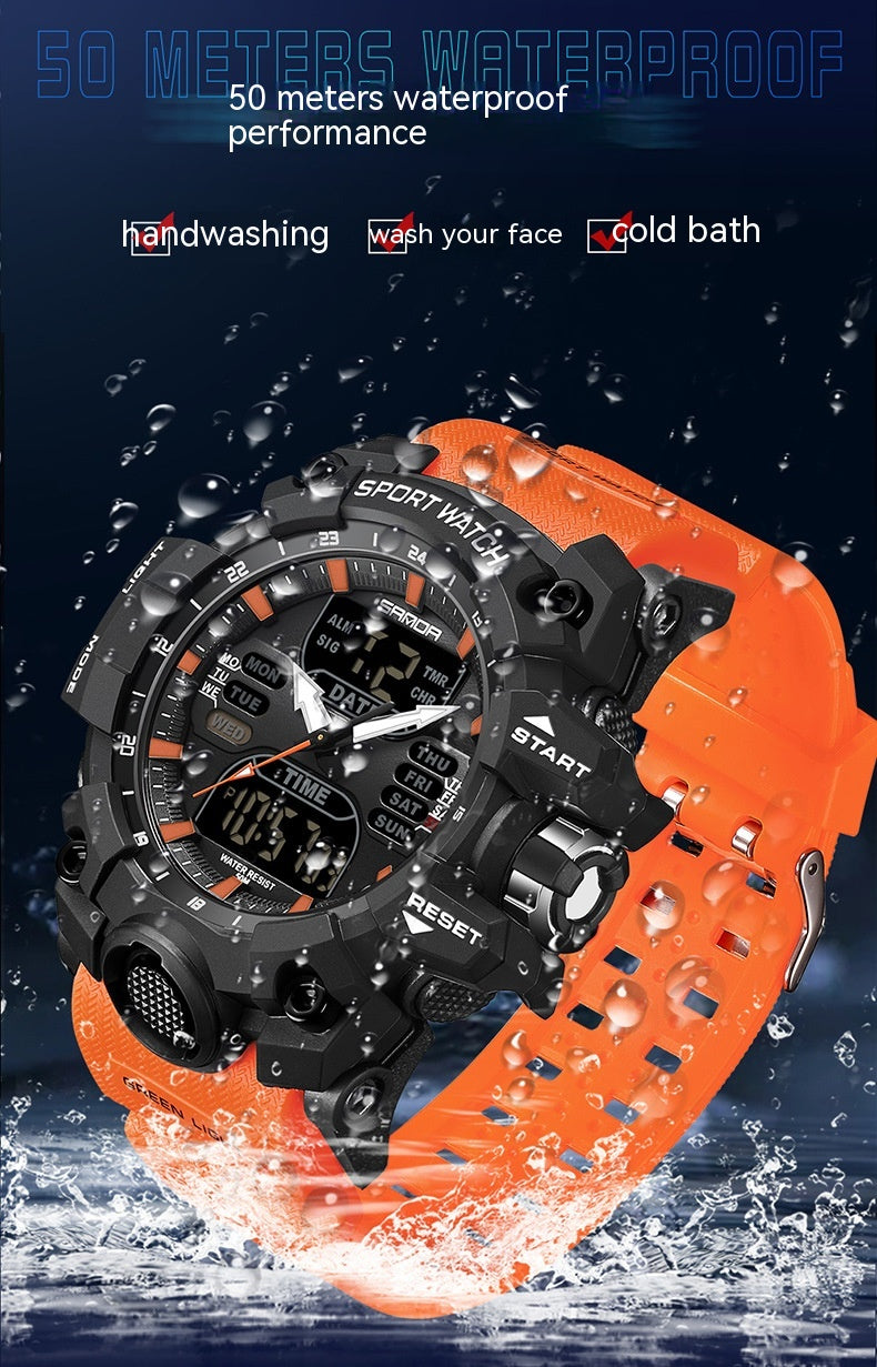 Sanda vert lumière photoélectrique réveil multifonction imperméable Shockproof Transpar