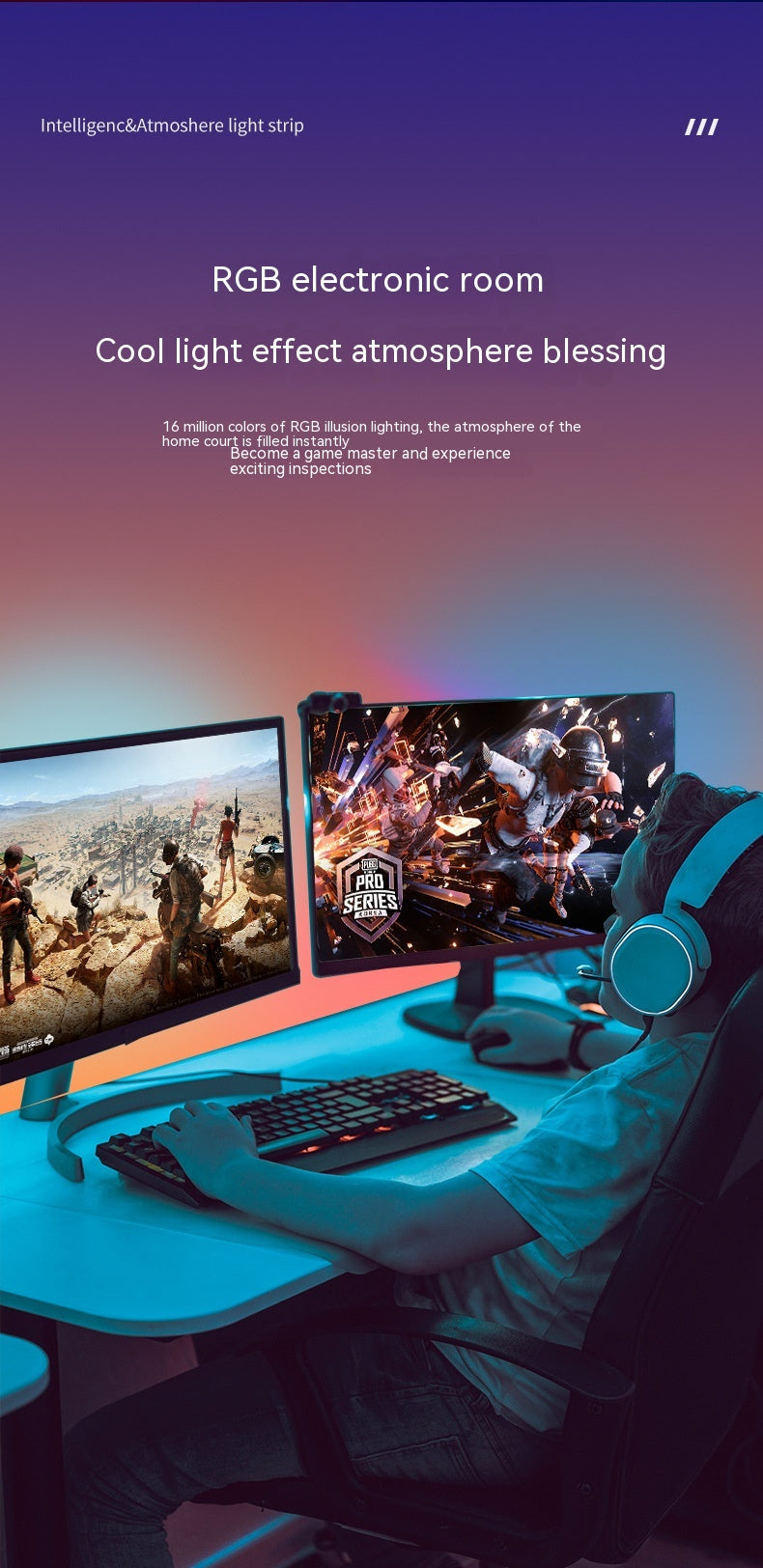 RGB Esports Ordinateur de bureau affichage atmosphère rétroéclairage