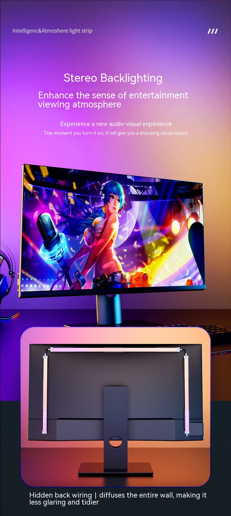 RGB Esports Ordinateur de bureau affichage atmosphère rétroéclairage
