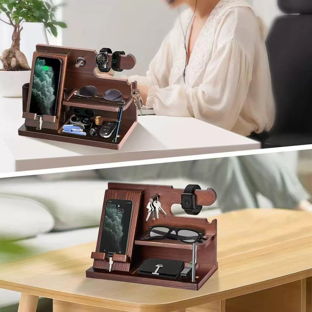 Support de bureau de téléphone en bois massif