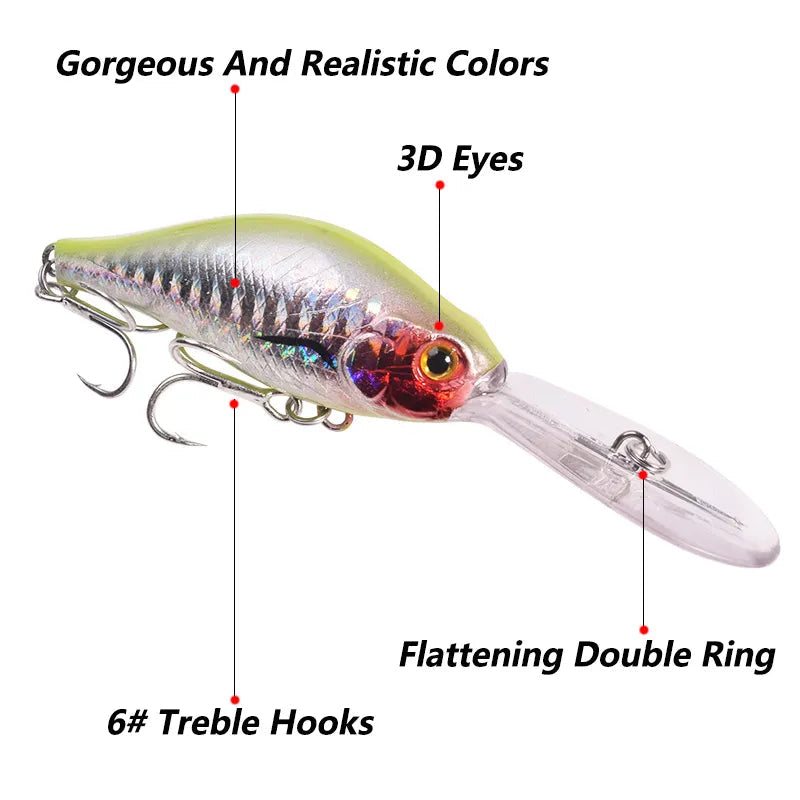 Floating Rock Little Fat Man Deep Diving Long Tongue Board Mino Lure