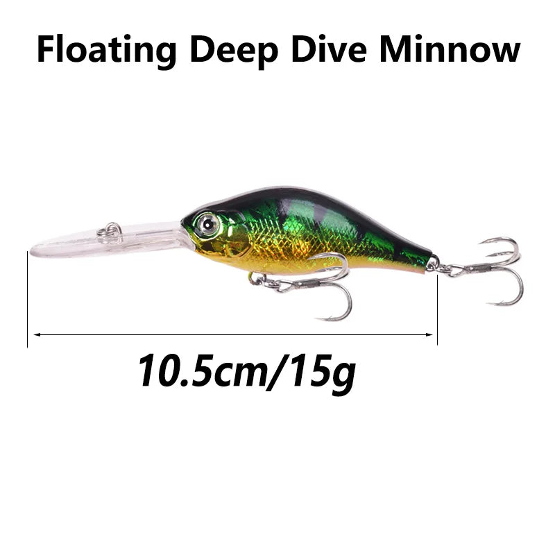 Floating Rock Little Fat Man Deep Diving Long Tongue Board Mino Lure