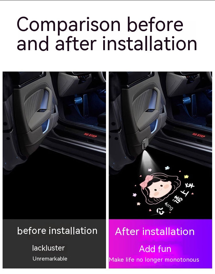 Lampe de projection sans fil de lumière de l'atmosphère de voiture Sill de porte