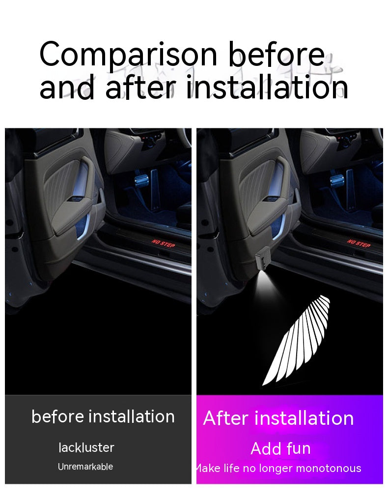 Lampe de projection sans fil de lumière de l'atmosphère de voiture Sill de porte