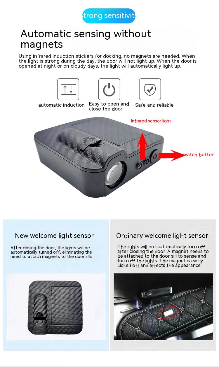 Lampe de projection sans fil de lumière de l'atmosphère de voiture Sill de porte