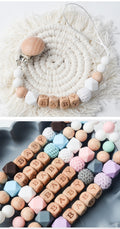 Pacificateur de hêtre Clip Silicone Octagonal Perles Laine Crochet Pacifier Clip