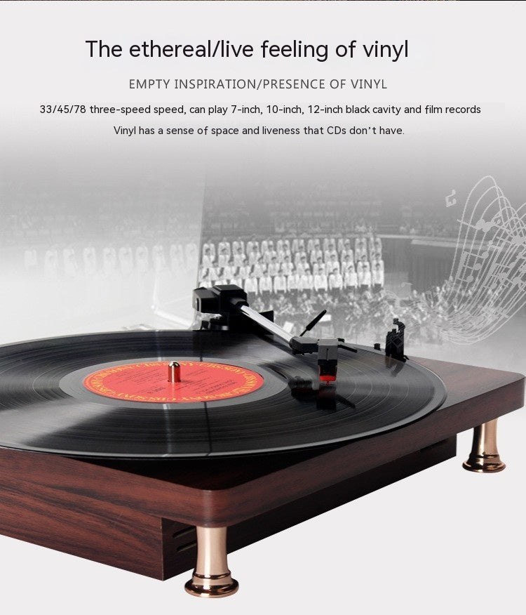 Vinyl Record Player Retro Ahogany Texture Phonograph