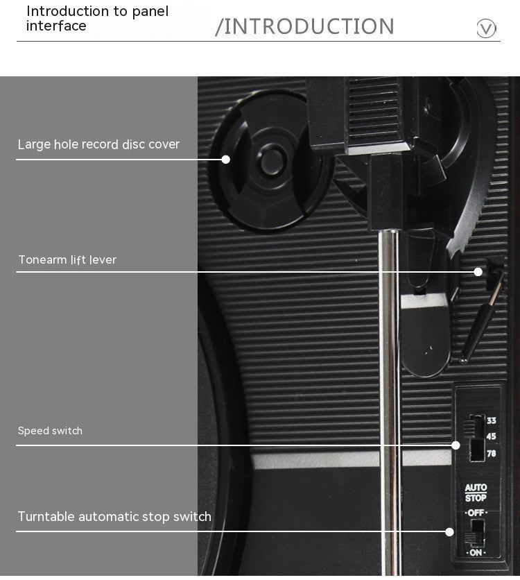 Vinyl Record Player Retro Ahogany Texture Phonograph