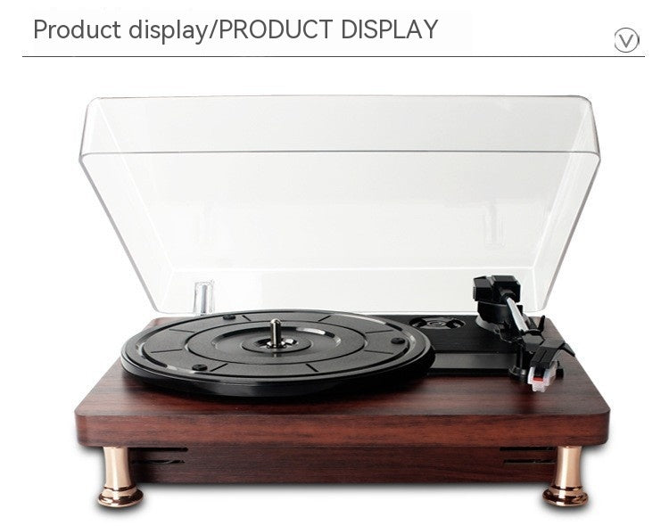 Vinyl Record Player Retro Ahogany Texture Phonograph