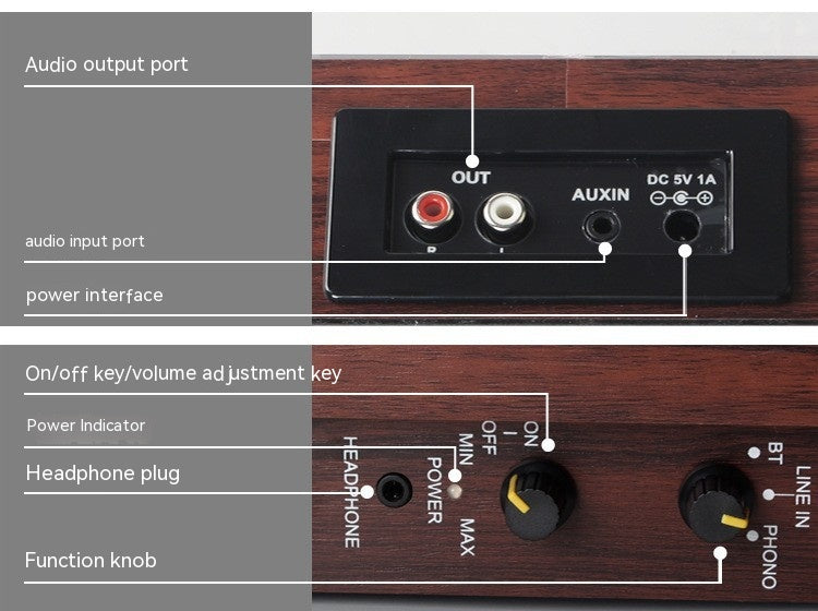 Vinyl Record Player Retro Ahogany Texture Phonograph