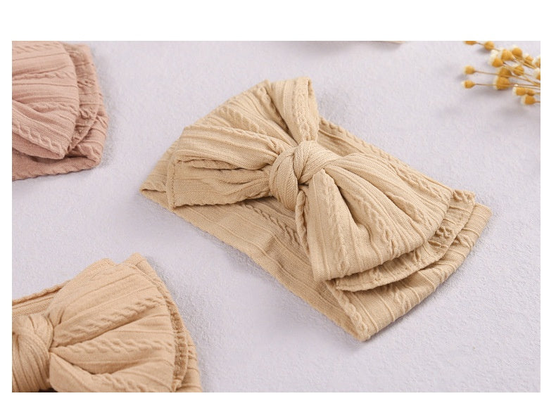 Accessoires capillaires pour enfants Jacquard Nylon Bande de cheveux Double couche Bow
