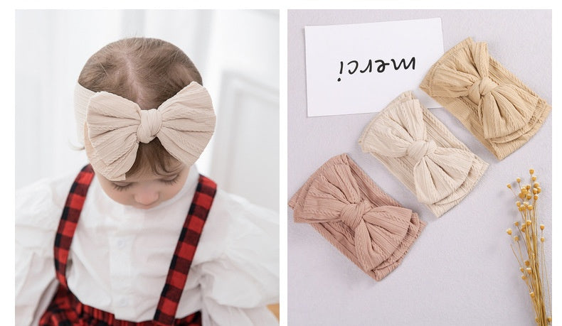 Accessoires capillaires pour enfants Jacquard Nylon Bande de cheveux Double couche Bow